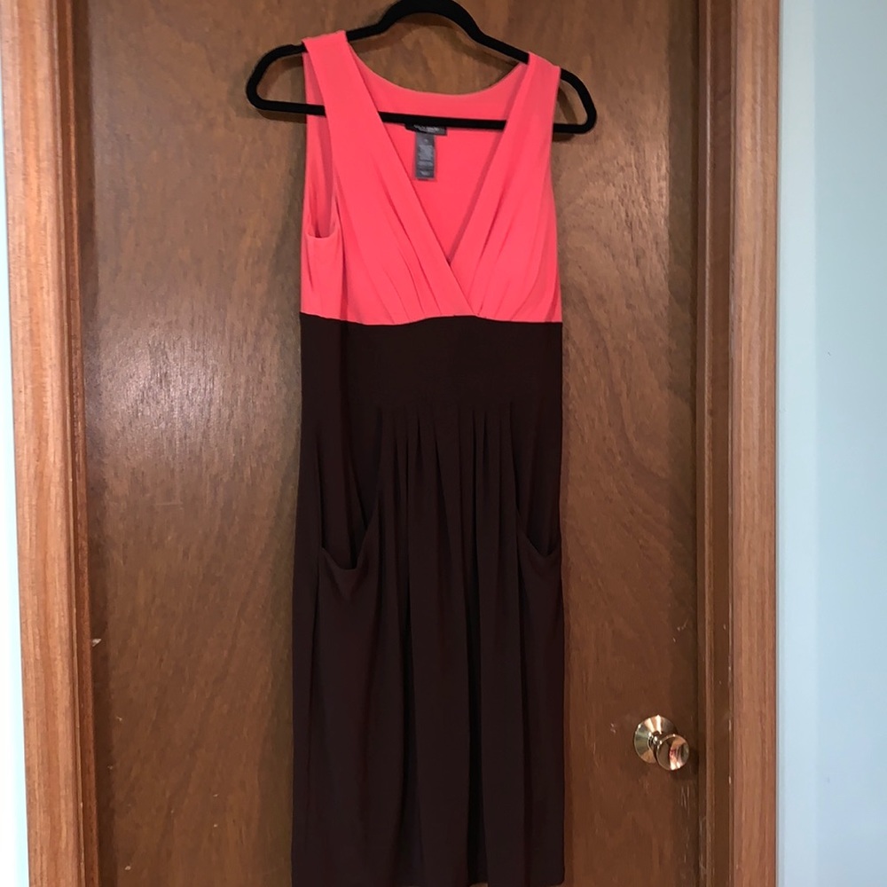 BISOU BISOU Size 10 Pink and Brown Knit Dress